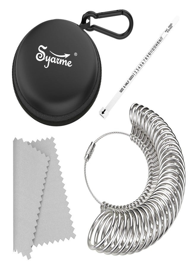 Syarme Ring Sizer Measuring Tool-Ring Sizer Custom and Finger Diameter Measurement Jewelry Making Tool, US Size 0-15 31 Pcs, Comes with Dedicated Storage Box, Ring Gauge Soft Ruler, Polishing Cloth - Image 1