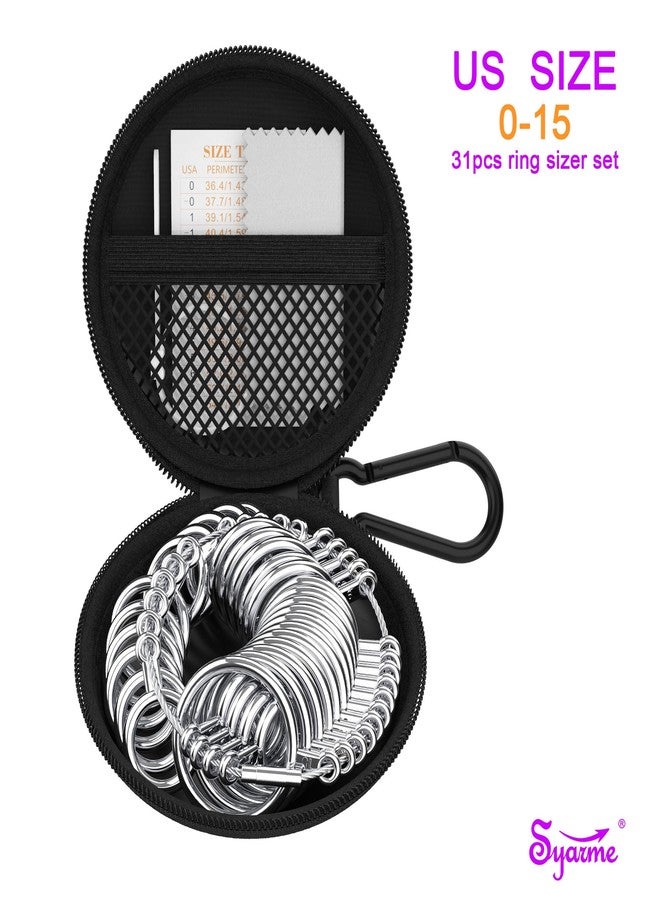 Syarme Ring Sizer Measuring Tool-Ring Sizer Custom and Finger Diameter Measurement Jewelry Making Tool, US Size 0-15 31 Pcs, Comes with Dedicated Storage Box, Ring Gauge Soft Ruler, Polishing Cloth - Image 2
