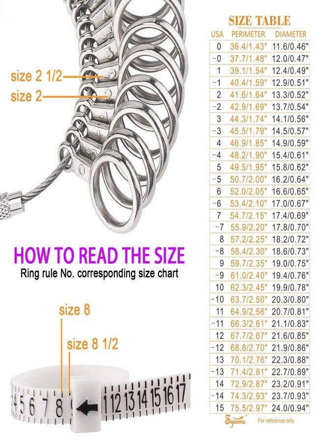 Syarme Ring Sizer Measuring Tool-Ring Sizer Custom and Finger Diameter Measurement Jewelry Making Tool, US Size 0-15 31 Pcs, Comes with Dedicated Storage Box, Ring Gauge Soft Ruler, Polishing Cloth - Image 4