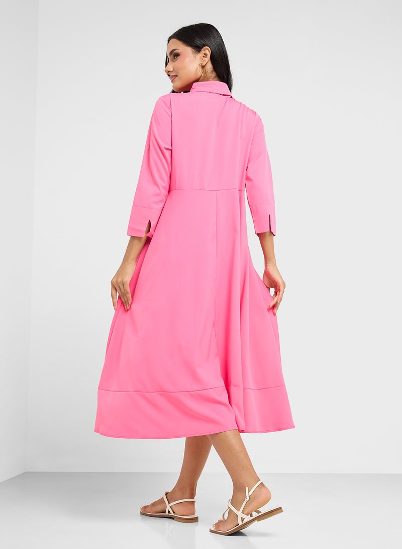 جينجر فستان وردي بحزام ربط - Image 2