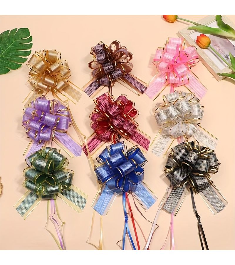 6 Pcs Gold Elegant Bow Gift Ribbons For Christmas Birthday Wedding And Valentine Decorations - Image 4
