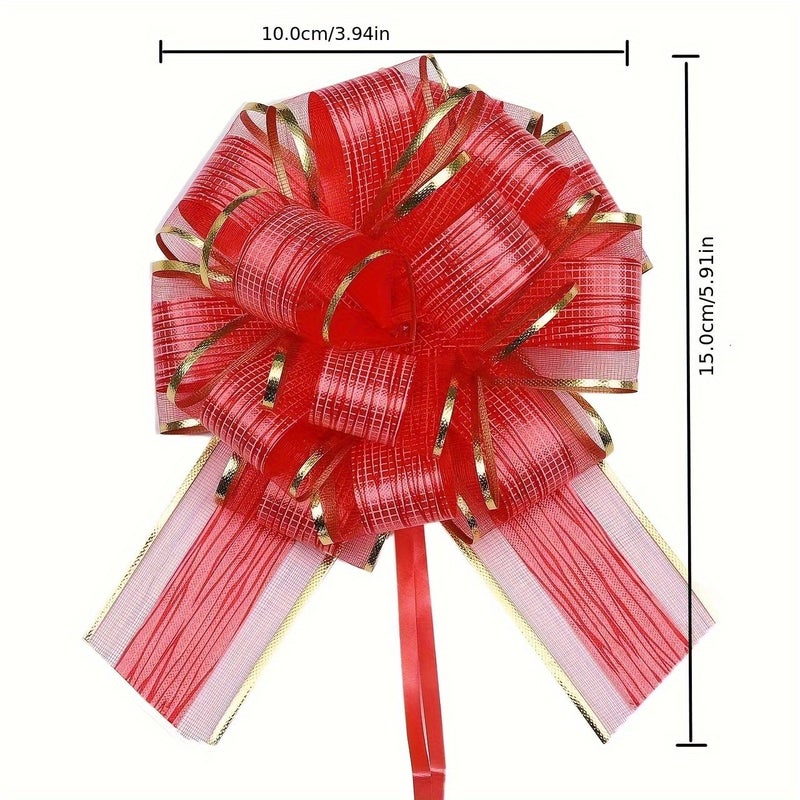 6 Pcs Gold Elegant Bow Gift Ribbons For Christmas Birthday Wedding And Valentine Decorations - Image 3