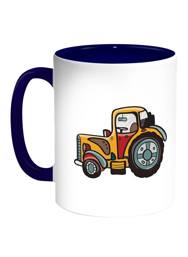 RKN Car Agricultural Printed Coffee Mug White Blue 11 ounce - Image 1