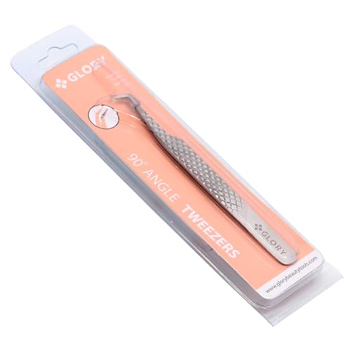 Glory 90 Degree Angle Lash Tweezers for Eyelash Extensions – Precision Fiber Tip Diamond Grip Stainless Steel Lash Tool for Mega Volume Classic & Professional Lash Tech Supplies - Image 5