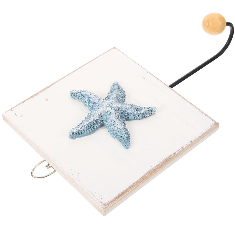 Vintage Wood Carved Sea Star Wall Hook No Drill Decorative Mount For Bathroom Entryway - Image 2
