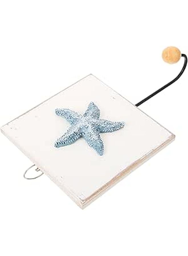 Vintage Wood Carved Sea Star Wall Hook No Drill Decorative Mount For Bathroom Entryway - Image 1