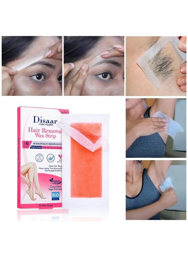 Disaar 2 Piececs of  Hair Removal Wax Strip Cucumber Sage Extracts 20 Wax Strips - Image 3
