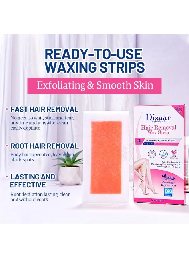 Disaar 2 Piececs of  Hair Removal Wax Strip Cucumber Sage Extracts 20 Wax Strips - Image 5
