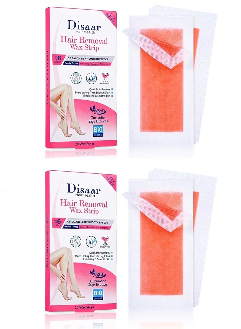 Disaar 2 Piececs of  Hair Removal Wax Strip Cucumber Sage Extracts 20 Wax Strips - Image 1