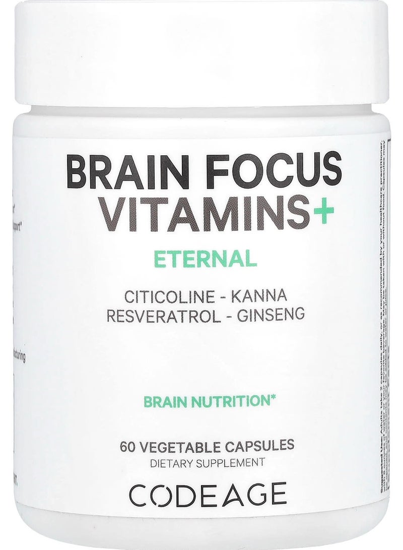 Codeage Brain Focus Vitamins+, 60 Vegetable Capsules