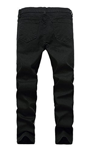 FREDD MARSHALL Boy's Black Skinny Fit Ripped Destroyed Distressed Stretch Slim Jeans Pants, Black, 14 Slim - Image 2