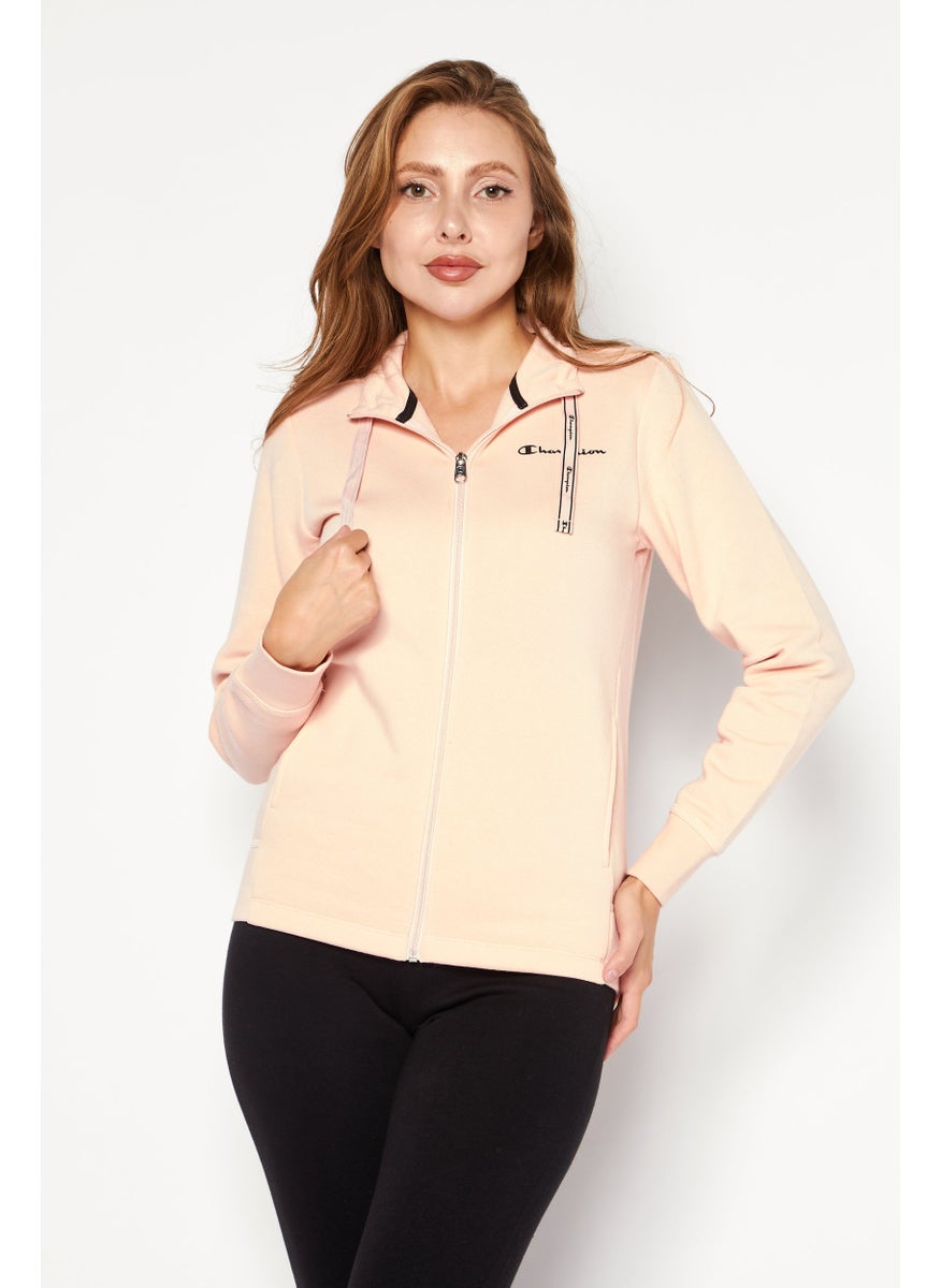 Champion Women 2 Piece Sportswear Fit Brand Logo Outdoor Sweatshirt And Pant, Pink  - Image 2