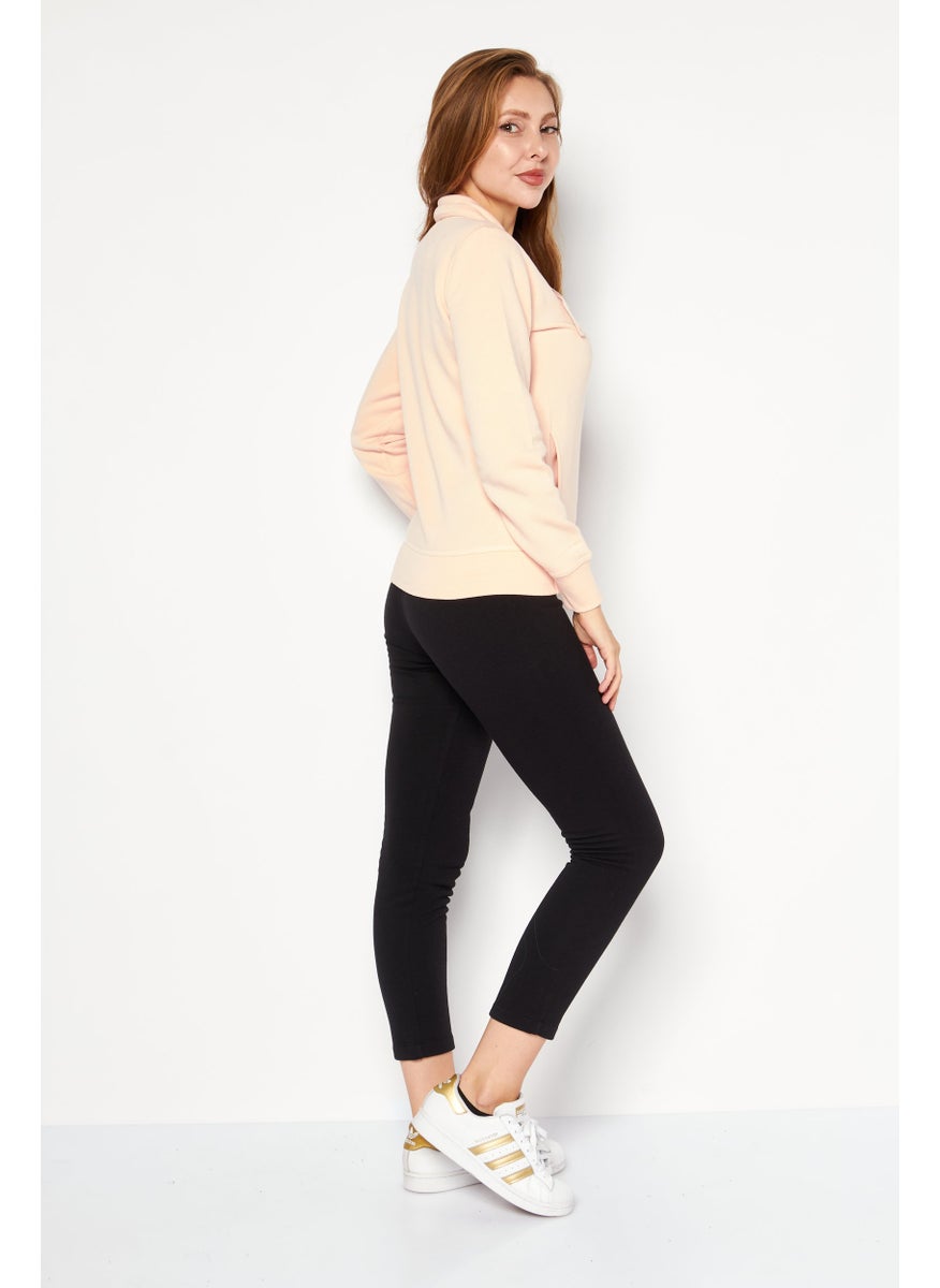 Champion Women 2 Piece Sportswear Fit Brand Logo Outdoor Sweatshirt And Pant, Pink  - Image 3