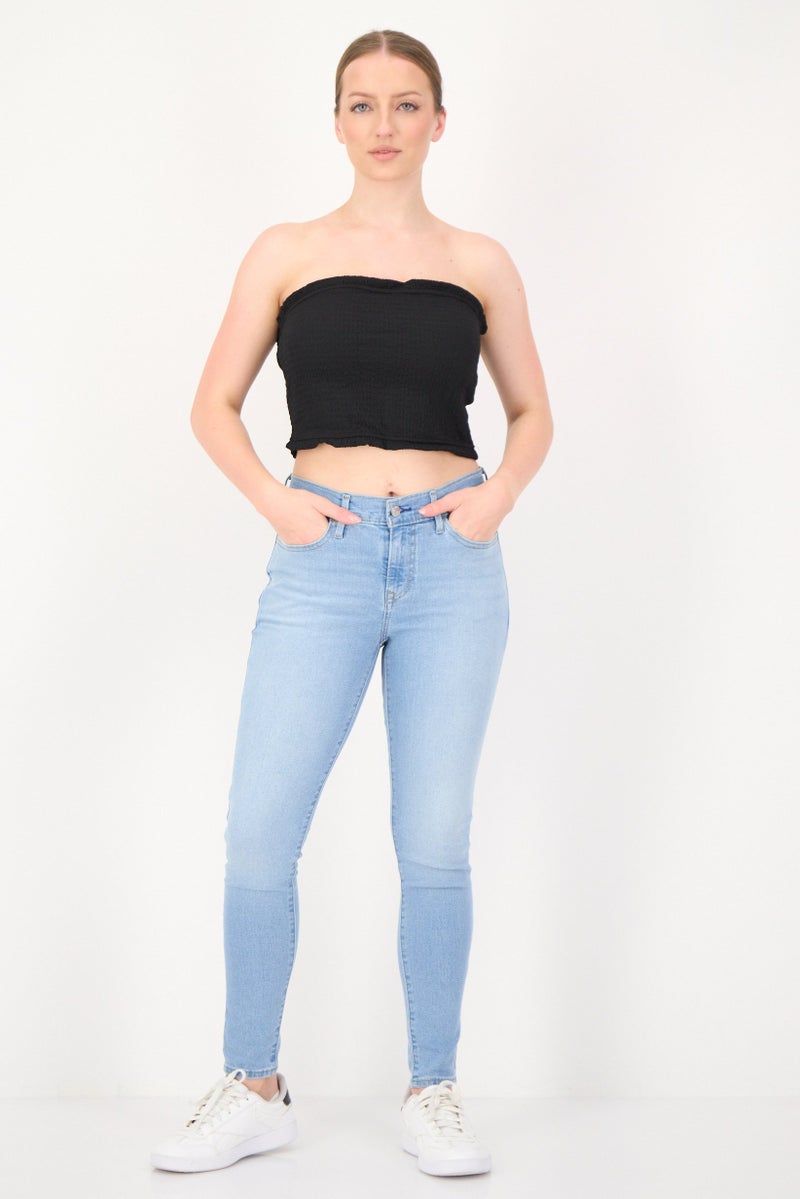 Levi's Women Super Skinny Fit Mid Rise Washed Stretchable Jeans, Blue - Image 4