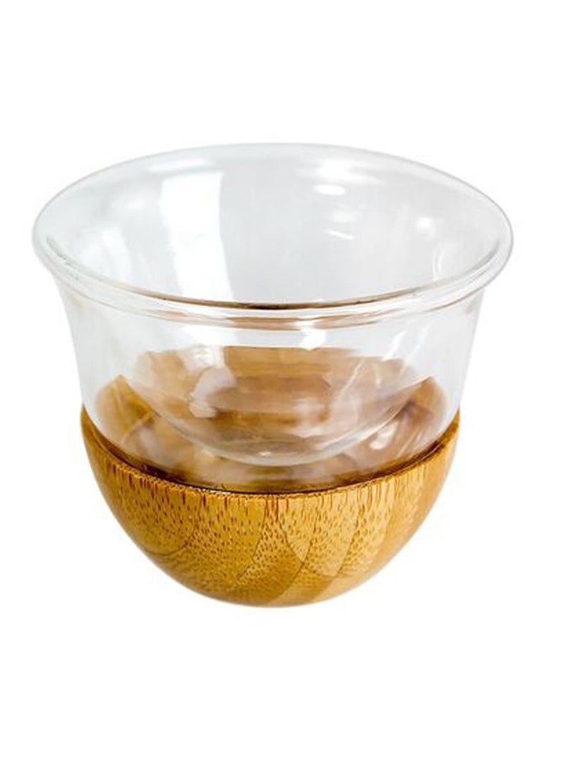 Binshihon 12Pcs Arabic Coffee Cups Clear Heat Resistant Borosilicate Glass With Elegant Compact Wood Base  - Image 2