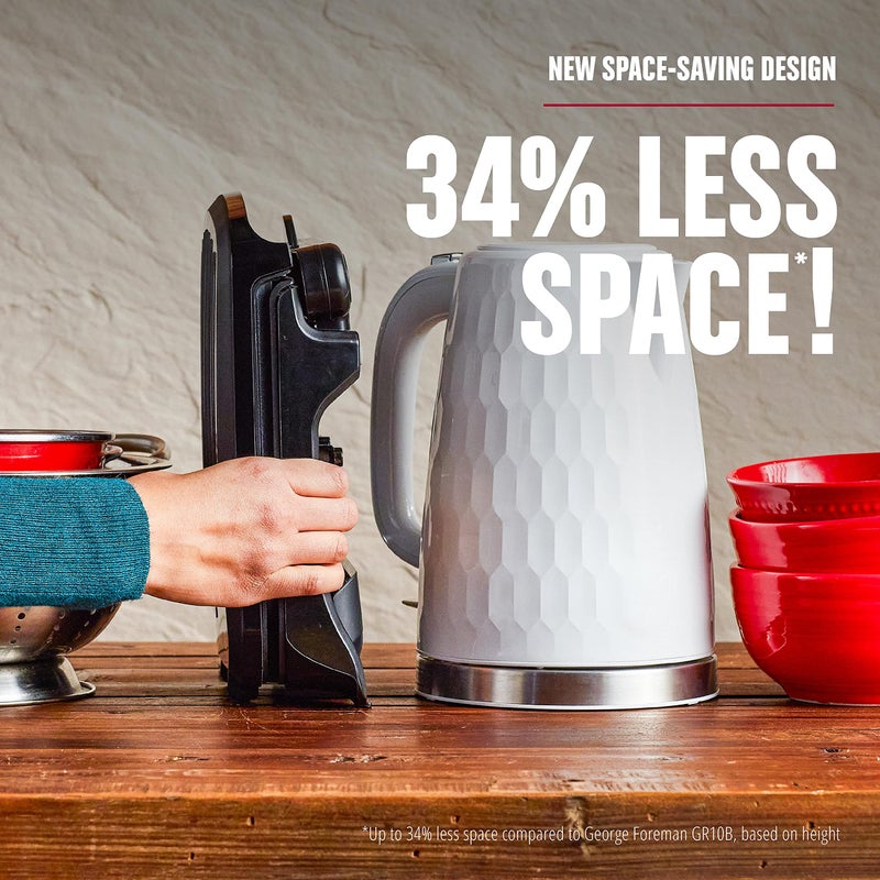 George Foreman 2-Serving Classic Plate Electric Indoor Grill and Panini Press, Black, GRS040B - Image 3