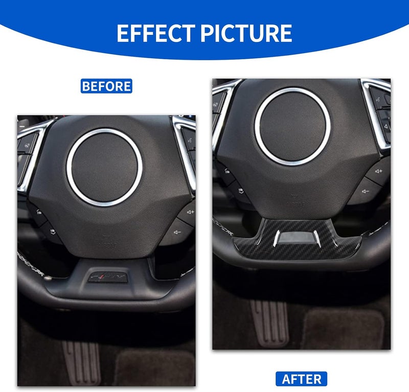 CheroCar for Chevrolet Camaro Steering Wheel Trim Decoration Cover Interior Accessories for Chevrolet Camaro 2017-2022 (Carbon Fiber) - Image 2