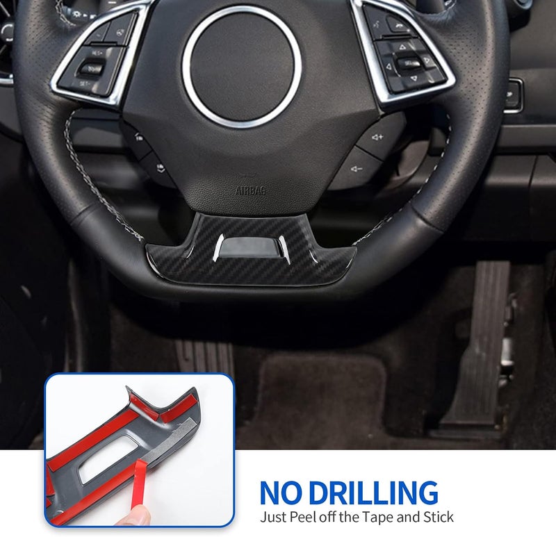 CheroCar for Chevrolet Camaro Steering Wheel Trim Decoration Cover Interior Accessories for Chevrolet Camaro 2017-2022 (Carbon Fiber) - Image 4