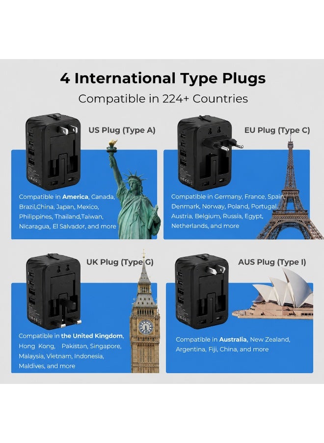Aurrako Universal Travel Adapter Worldwide Plug Adaptor with USB-C - Image 5