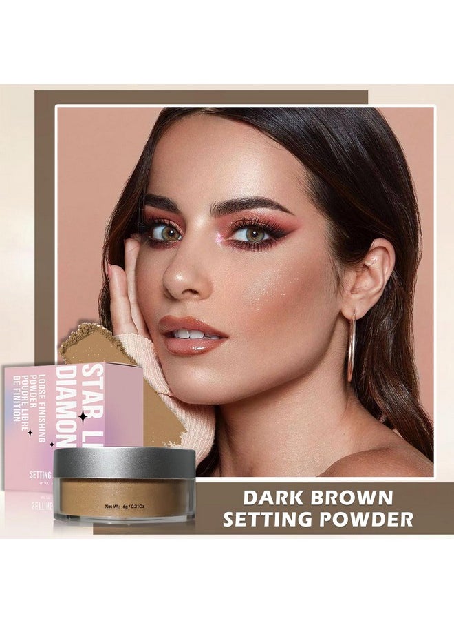 QIUFSSE - Oil Control Loose Powder Makeup Translucent Setting Powder Shimmer Long Lasting Lightweight Polvo Traslucido Maquillaje Para Mujer Face Powder Makeup - 04 Dark Brown Shimmer - Image 1