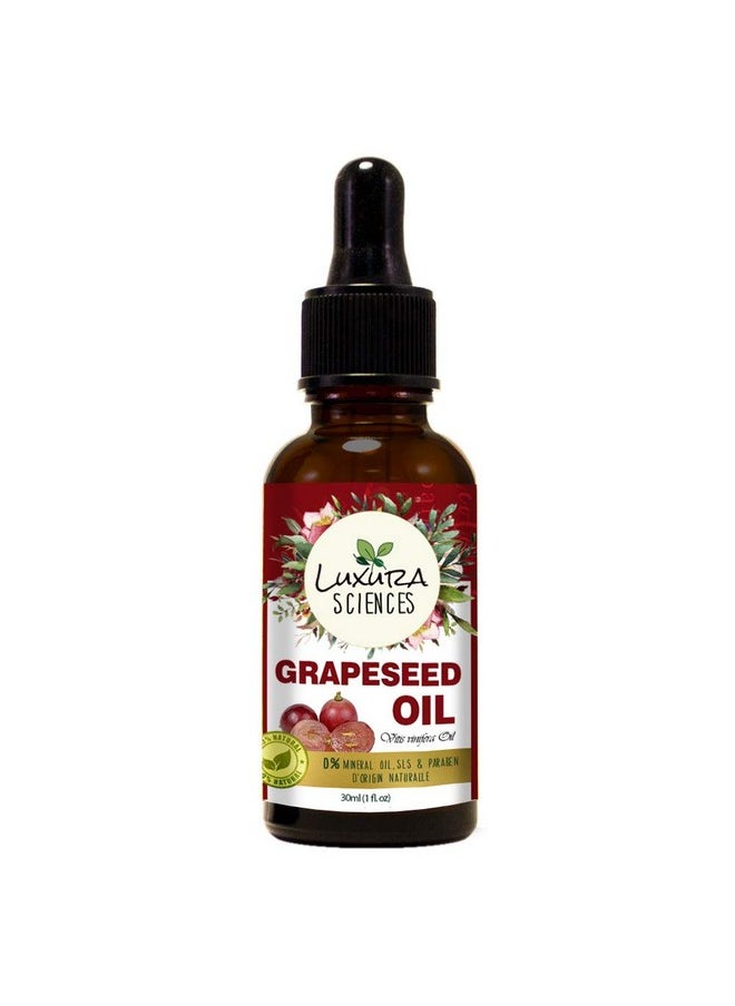 Luxura Sciences Organic Grapeseed Oil | Hair, Body & Face Moisturizer | Helps Reduce Wrinkles, Stretch Marks | Hydrates Dry Skin & Enhances Hair Growth | Cold-Pressed | 1.01 Fl Oz (30Ml)  - Image 1