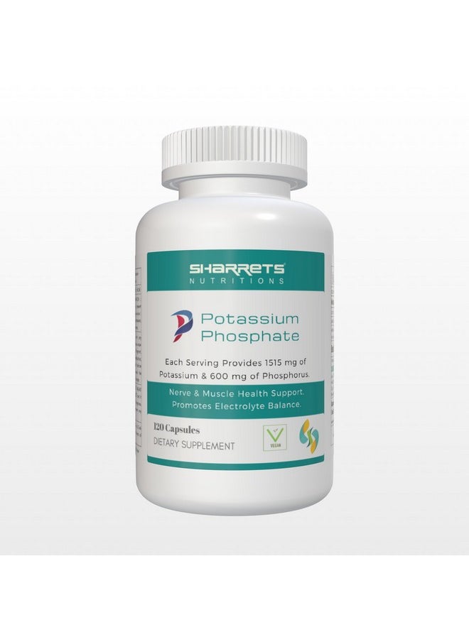 Sharrets Potassium Phosphate Supplements For Men Women Bone Keto, 120 Vegan Capsules  - Image 1