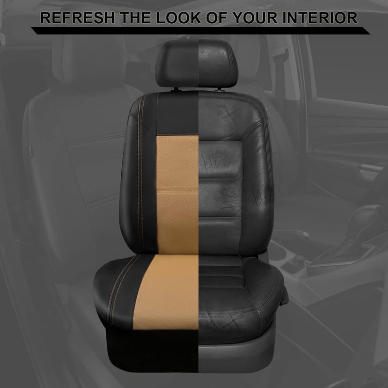 CAR Pass Skyline PU Leather Car Seat Covers - Universal Fit for Cars, SUVs, Vehicles (Full Set, Black and Beige) - Image 5