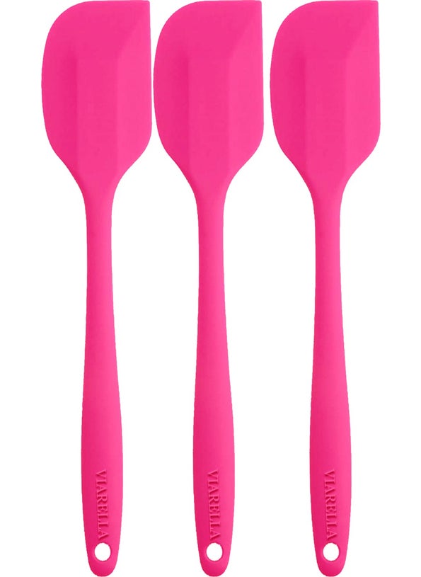 Silicone Spatula Set Large Size Fireproof Anti-Scratch Fuchsia Set of 3