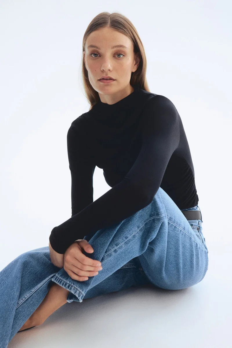 H&M Draped silk-blend top