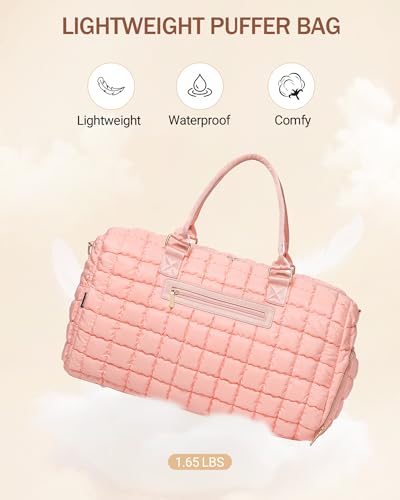 BAVERGE Duffle Bag for Travel, Puffer Quilted Gym Bag with Shoe Compartment Toiletry Bag Wet Pocket, Weekender Overnight Carry On Hospital Bag - Image 2