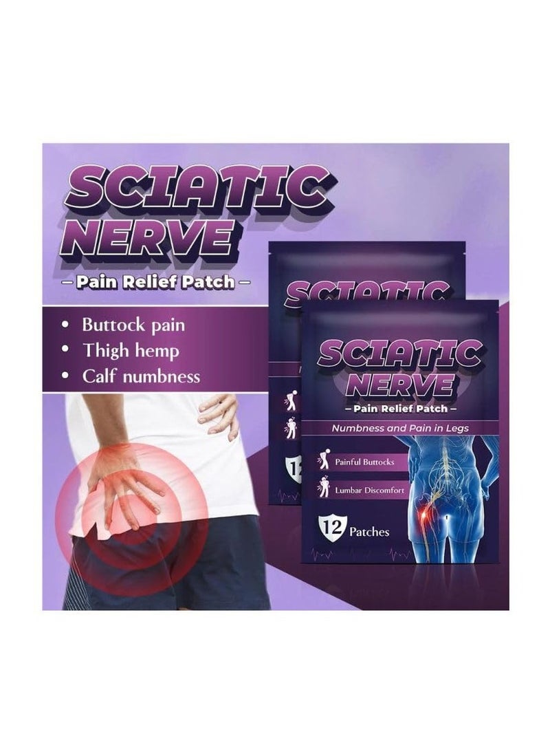 Excefore - 60 Sheets Sciatica Patch,Sciatic Nerve Pain Patch, Sciatic Nerve Pain Reducing Patch Elastic Fabric Multifuntcional Release Muscle Patch for Back Buttock - Image 1
