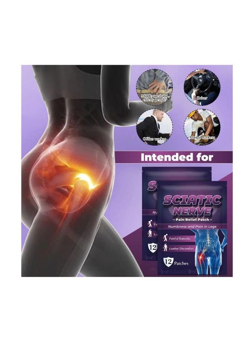 Excefore - 60 Sheets Sciatica Patch,Sciatic Nerve Pain Patch, Sciatic Nerve Pain Reducing Patch Elastic Fabric Multifuntcional Release Muscle Patch for Back Buttock - Image 1