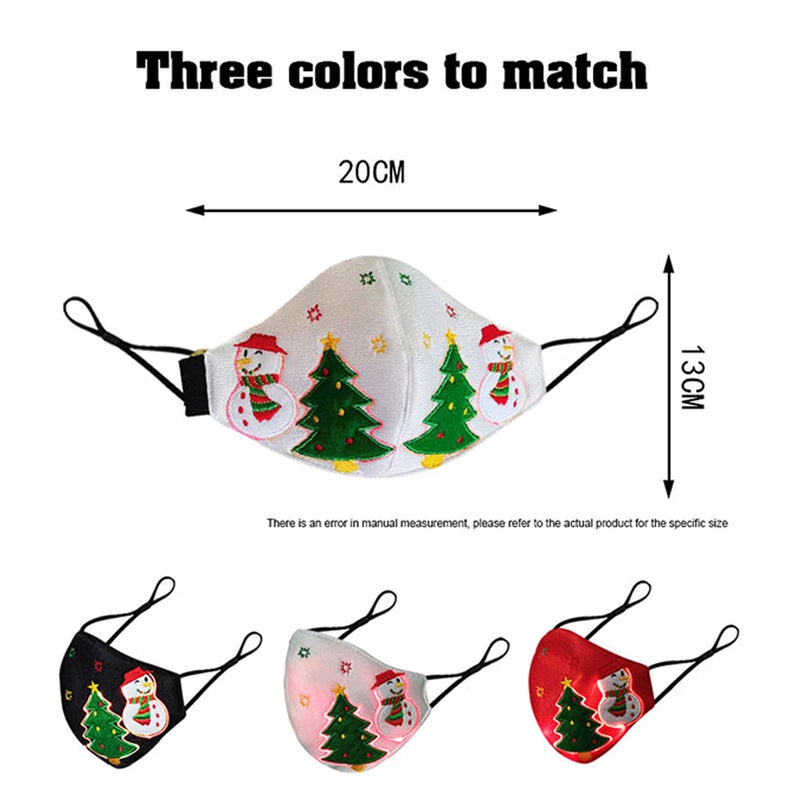 LED Luminous Mask Christmas Light Up Masks 7 Colors 4 Light Modes USB Rechargeable Daily Protection Voice Control Glowing Mouth Covers for Festival Party Xmas Cosplay Gift Decoration - Image 4