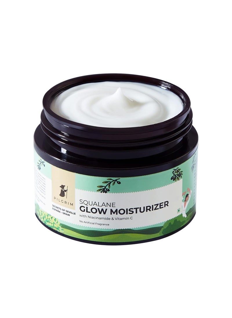 PILGRIM Pilgrim Squalane (Plant) Glow Moisturizer for face with Niacinamide and Vitamin C Moisturizer for dry skin hydration Face moisturizer with vitamin c for glowing skin Non-greasy 50 gm  - Image 1