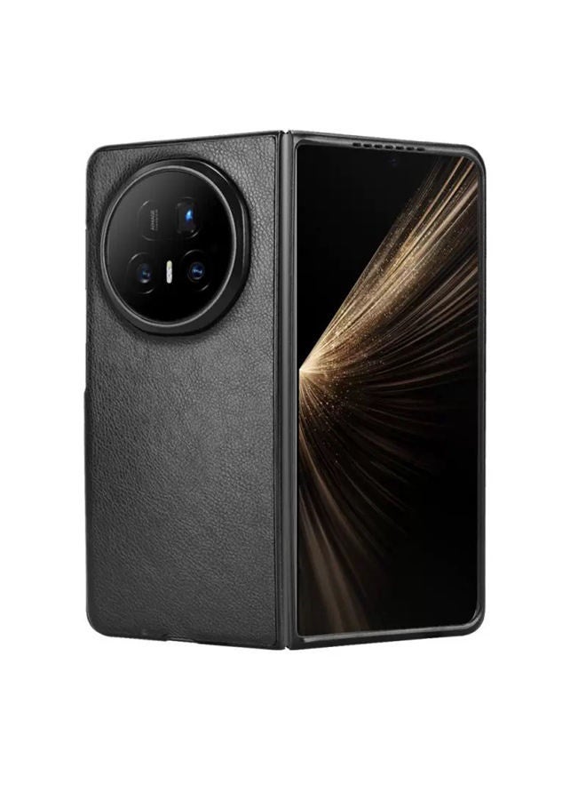 Case for Honor Magic V5，Leather Folding Case， Raised Camera Lens Protection，Comfortable Touch，Ultra-Light Thin，Shockproof Honor Magic V5 Cover，Black - Image 4