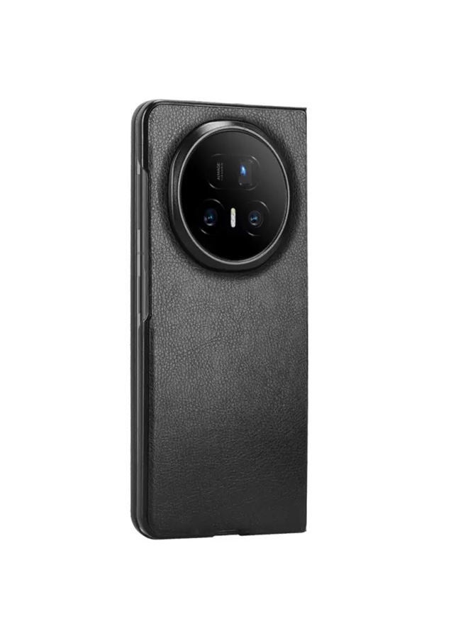 Case for Honor Magic V5，Leather Folding Case， Raised Camera Lens Protection，Comfortable Touch，Ultra-Light Thin，Shockproof Honor Magic V5 Cover，Black - Image 2