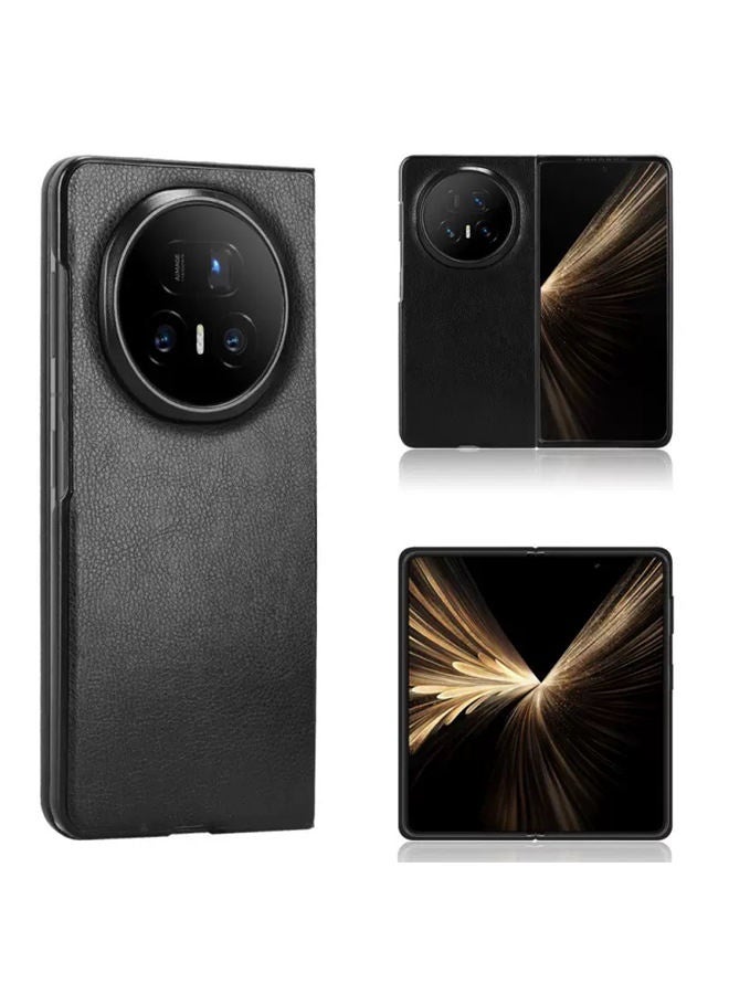 Case for Honor Magic V5，Leather Folding Case， Raised Camera Lens Protection，Comfortable Touch，Ultra-Light Thin，Shockproof Honor Magic V5 Cover，Black - Image 1