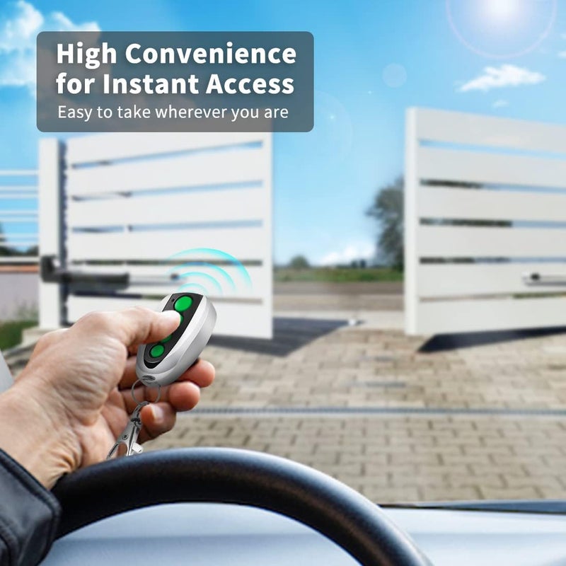 TOPENS M12 Remote Control 4-Button Transmitter for Automatic Swing Sliding Gate Opener 2-Pack Wireless Transmitter Key Fobs Security Gate Controller with Keychain - Image 2