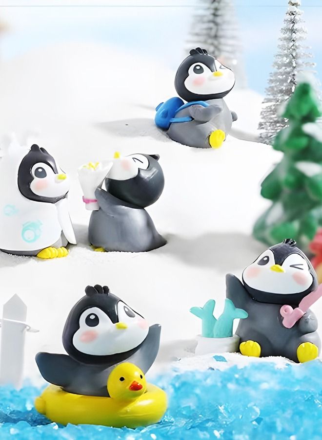 GROIC Home Decoration Ornament Cute Penguin Doll and Swing Balloon Room Multi-Accessories Resin Ornaments Suit with Anti-Slip Mat  - Image 2