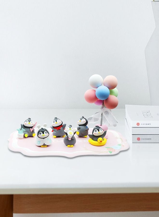 GROIC Home Decoration Ornament Cute Penguin Doll and Swing Balloon Room Multi-Accessories Resin Ornaments Suit with Anti-Slip Mat  - Image 4