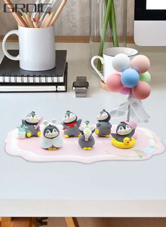 GROIC Home Decoration Ornament Cute Penguin Doll and Swing Balloon Room Multi-Accessories Resin Ornaments Suit with Anti-Slip Mat  - Image 1
