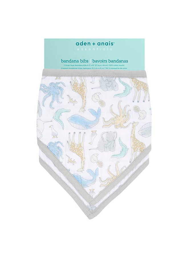 aden + anais - Pack of 2 Essentials Cotton Muslin Baby Bandana Bibs Flowers Bloom - Image 1