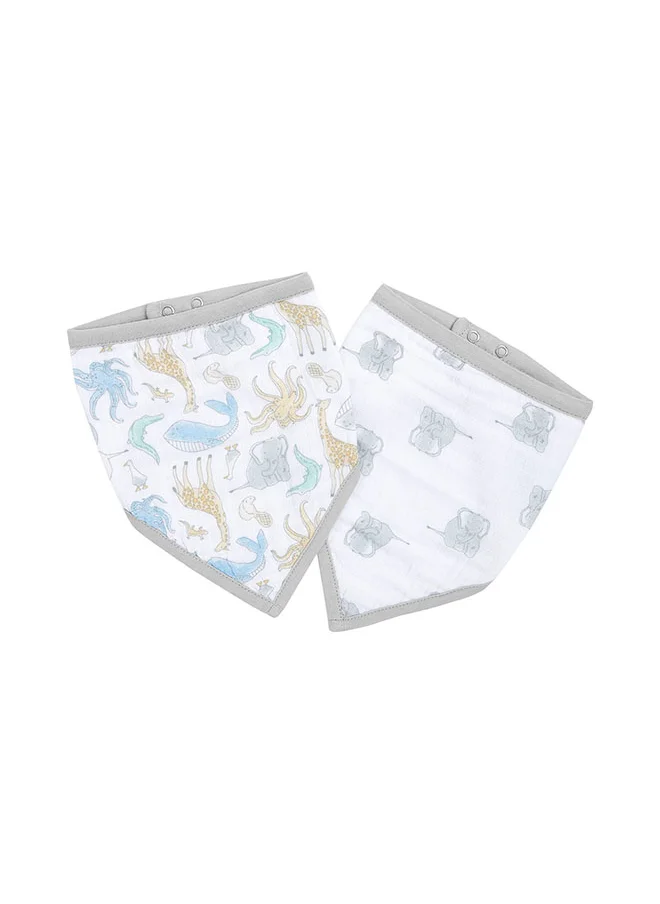 aden + anais Pack of 2 Essentials Cotton Muslin Baby Bandana Bibs Flowers Bloom