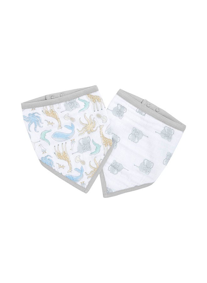 aden + anais - Pack of 2 Essentials Cotton Muslin Baby Bandana Bibs Flowers Bloom - Image 1