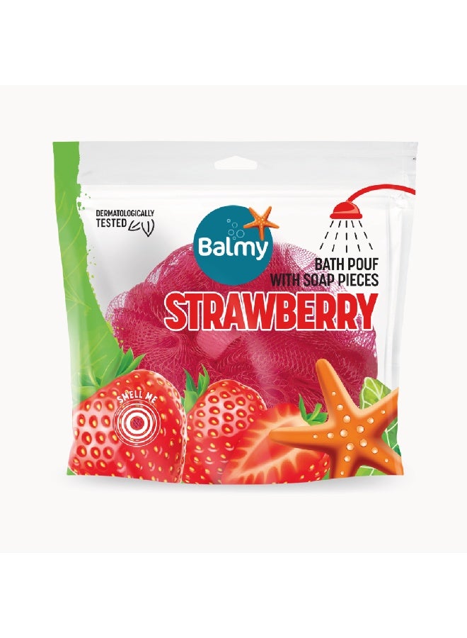 Balmy Bath Pouf with Strawberry Soap