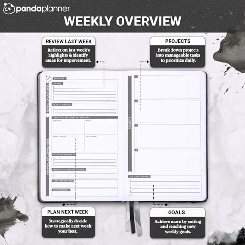 Panda Planner Classic Daily Planner 2026 – Undated Quarterly & Productivity Planner with Hourly Schedule, To Do List, Daily Journal, Goal Planner, Habit Tracker & Gratitude Organizer – Black - Image 4