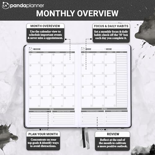 Panda Planner Classic Daily Planner 2026 – Undated Quarterly & Productivity Planner with Hourly Schedule, To Do List, Daily Journal, Goal Planner, Habit Tracker & Gratitude Organizer – Black - Image 5