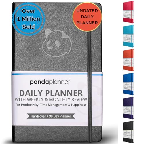 Panda Planner Classic Daily Planner 2026 – Undated Quarterly & Productivity Planner with Hourly Schedule, To Do List, Daily Journal, Goal Planner, Habit Tracker & Gratitude Organizer – Black - Image 1