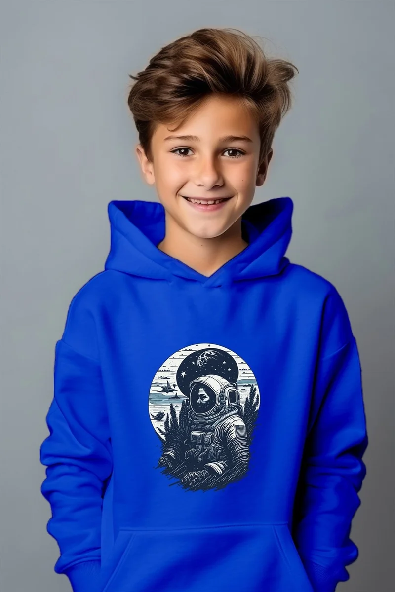 Ada Bebek Çocuk Ada Baby Kids Boys Astronaut Printed Oversize Sweatshirt