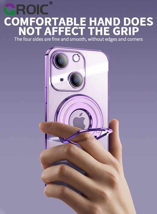 GROIC Case for iPhone 15 Plus 6.7 Inch Case with HD Tempered Glass Film, Invisibility Magnetic Ring Holder Kickstand, Ring Stand Magnetic Shockproof Phone Case for Phone Compatible with Magsafe - Image 4